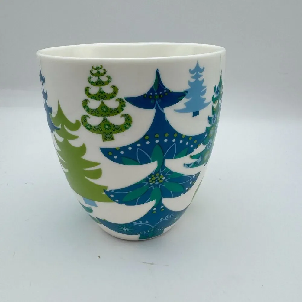 2006 Starbucks Holiday Coffee Mug Christmas Trees Snowflakes 17oz Vintage